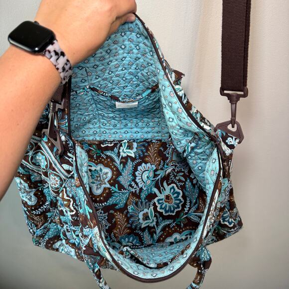 Vera Bradley Java Blue Floral Print Shoulder Weekender Duffel Bag - Picture 6 of 8
